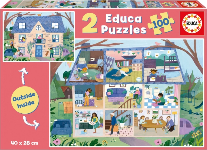 Educa Puzzle Outside, Inside House 2×100 pieces