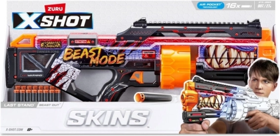 X-Shot Skins Last Stand Beast Mode – blaster a dardi in schiuma per bambini (16 dardi)