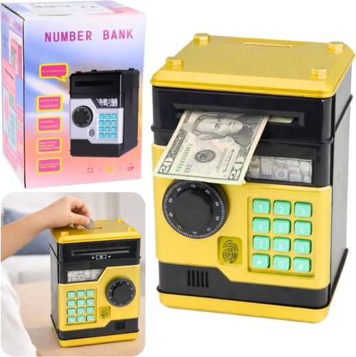 Electronic Kids’ Piggy Bank Safe with Gold Design and PIN Code
