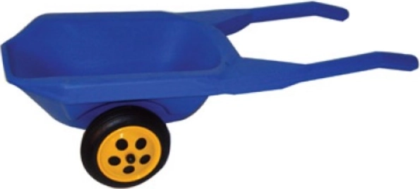 Rødt trillebør til sand