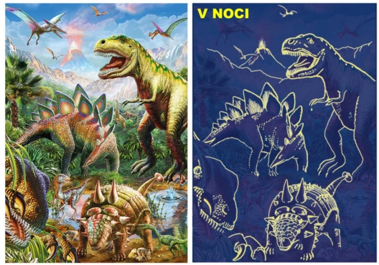 Świecące puzzle świat dinozaurów 100 XL elementów