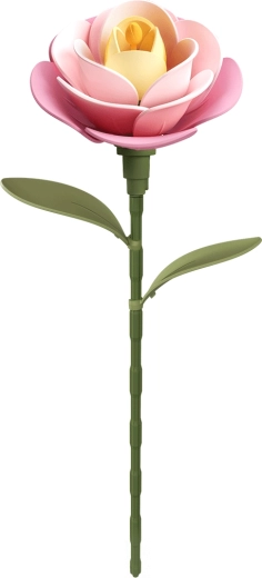 Robotime Rokr Fiore 3D Camelia Rosa – kit senza colla, 37 pezzi