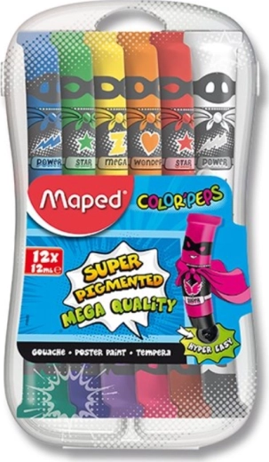 Tempera paints in tubes 12×12 ml in plastic box MAPED