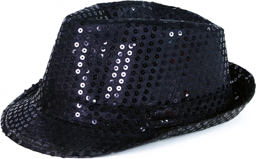 Disco hat with LED light – black, for adults