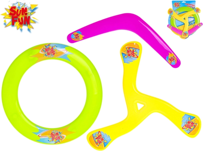 SUN FUN Flying Discs Set – frisbee, ring disc and boomerang
