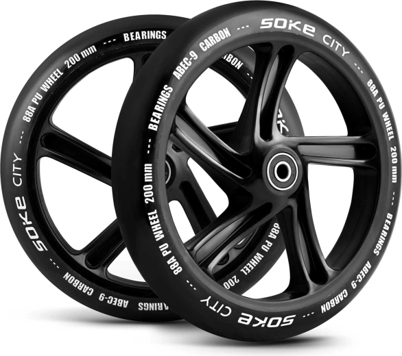 SOKE roues pour trottinette urbaine 200 mm noir – lot de 2