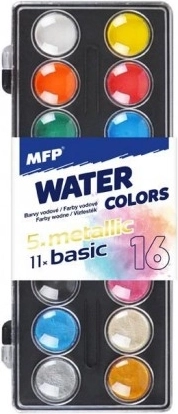 Vodové barvy 16 ks v plastové krabičce