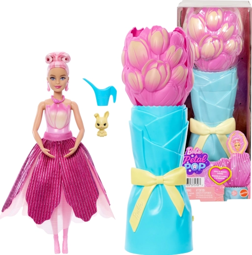 Barbie Petal Pop sorpresa floreale tulipano rosa con accessori