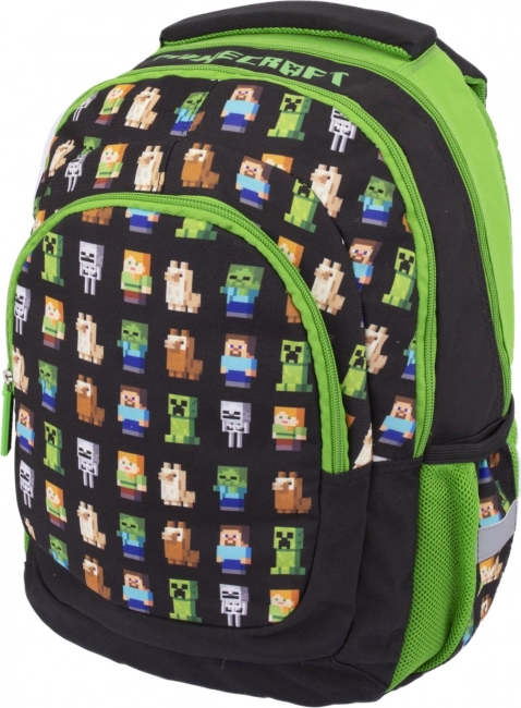 School Backpack MINECRAFT with Three-Compartment Layout