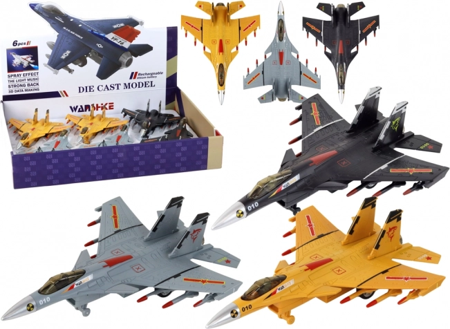 Vliegtuigmodel met wrijvingsaandrijving grijs zwart of geel