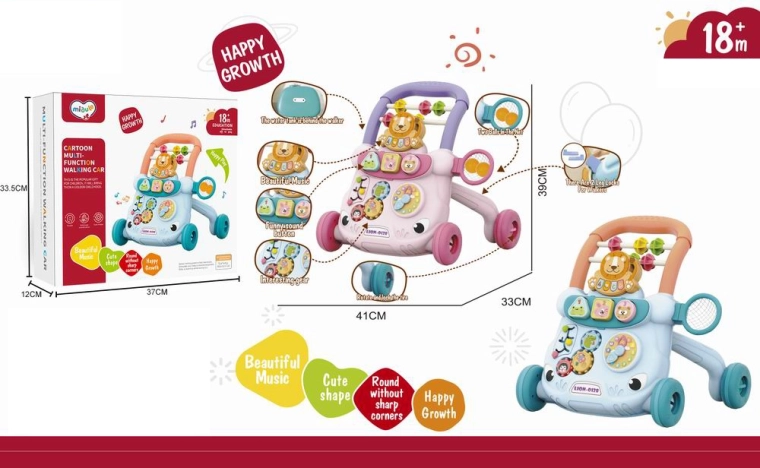 Lauflernwagen Schiebelöwe mit Musik rosa