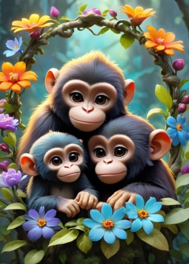 Puzzle Cute Monkeys 300 pieces BLUEBIRD