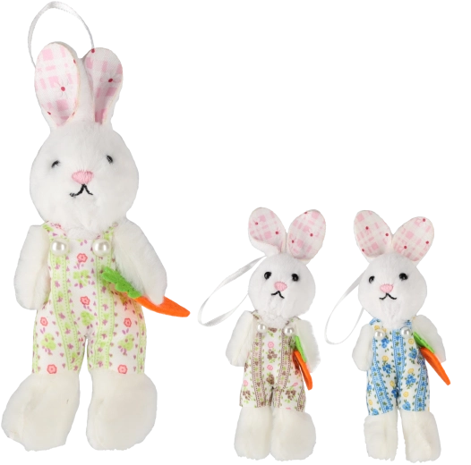 Petit lapin de Pâques suspendu avec carotte – lot de 12 pièces, assortiment de couleurs