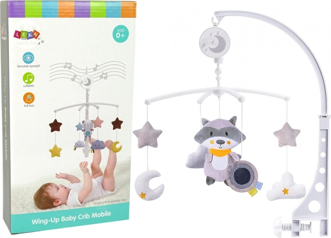 Baby mobiel voor bed Pluchen wasbeer Grey Melody