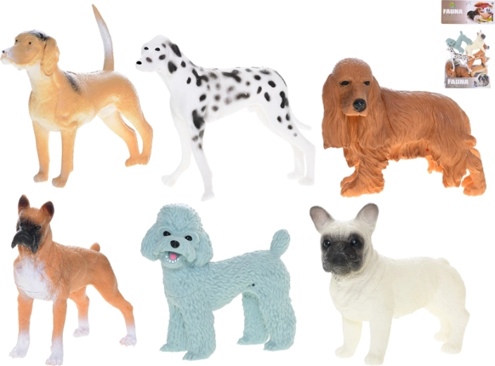 Set of Plastic Dog Figurines 8–10 cm, 6 pcs