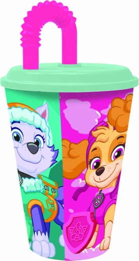 Bicchiere di plastica con cannuccia PAW Patrol 430 ml