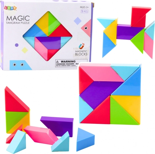 Magnetic Tangram Blocks – Colorful Puzzle, 9 Pieces