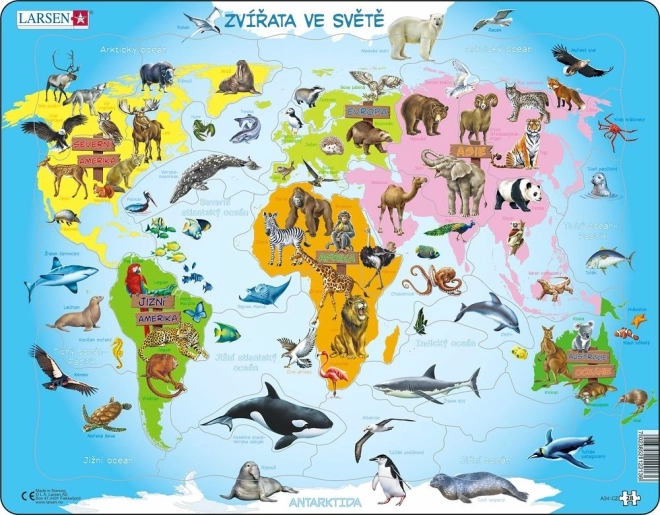 Larsen puzzle educativo Animali del mondo 28 pezzi