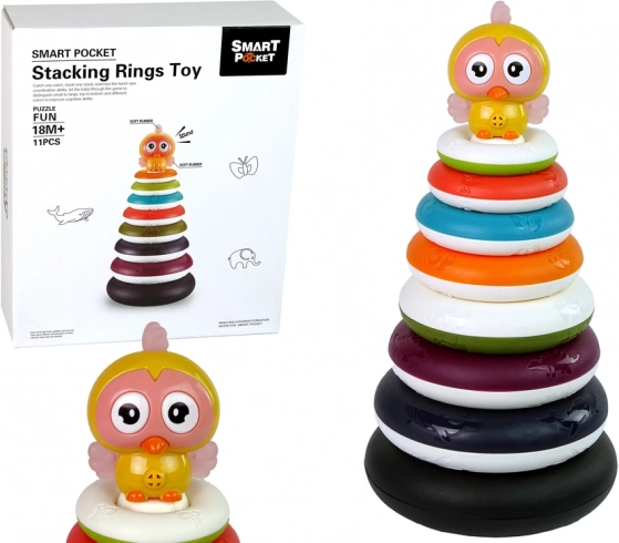 Pyramide empilable colorée avec anneaux et canard