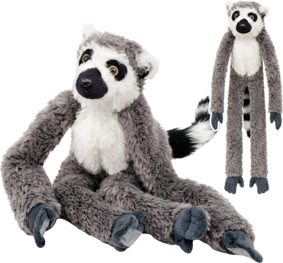 Plysbamse-lemur med lange poter og velcro, grå 35 cm