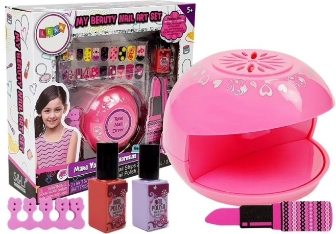 Coffret manucure pour enfants avec vernis, sèche-ongles et autocollants
