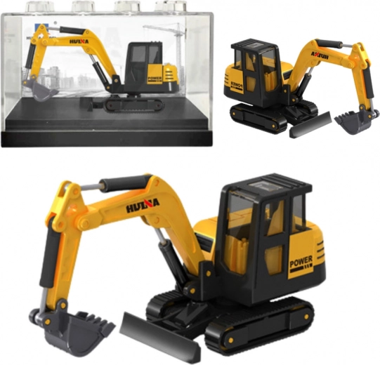 Metal Model of Huina Excavator Yellow 1:80