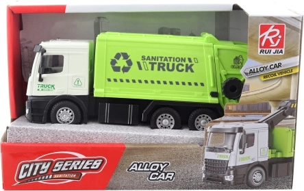 Garbage truck with pull-back drive, metal and plastic