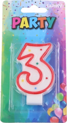 Party Candle Number 3 Red