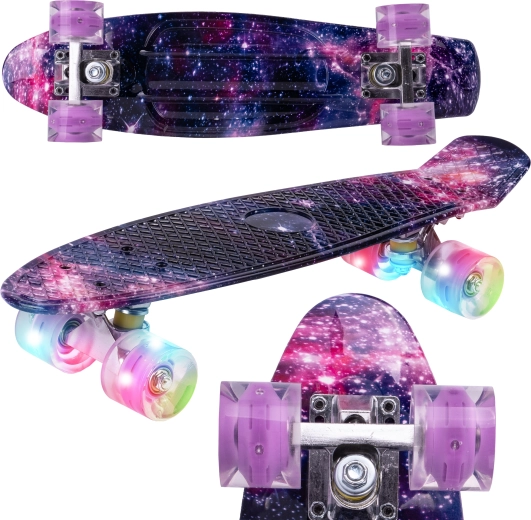 Penny board so svietiacimi kolieskami Space