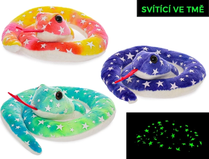 Serpent en peluche avec éléments lumineux 18 cm