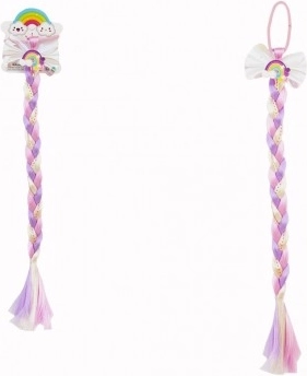 Élastique à cheveux avec nœud et tresse colorée à paillettes