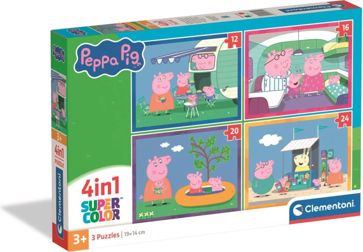 Puzzle CLEMENTONI Peppa Pig 4u1 – putovanja (12, 16, 20, 24 dijelova)