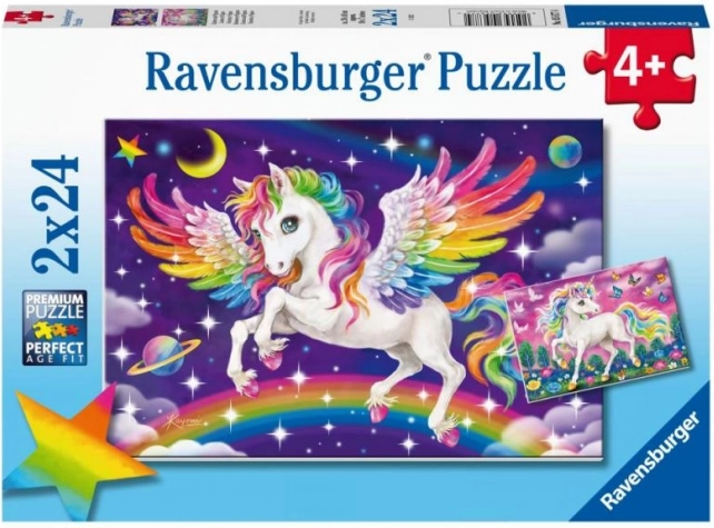 Puzzle Ravensburger – samorog in pegaz 2×24 koščkov