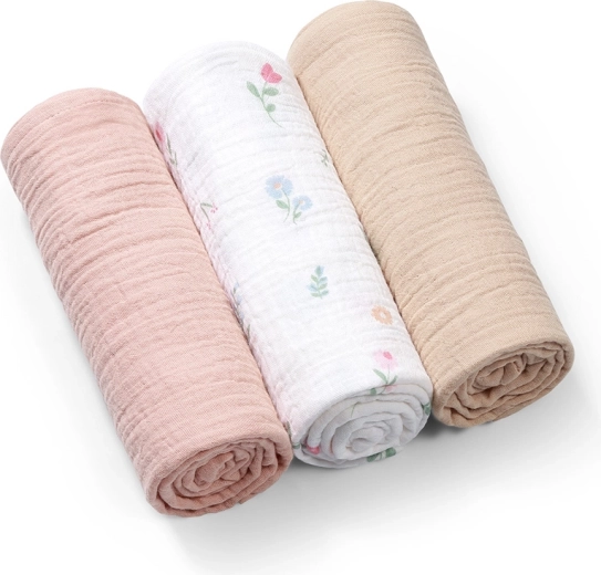 BabyOno muslin cloths Super Soft, 3 pcs, pink 70 × 70 cm