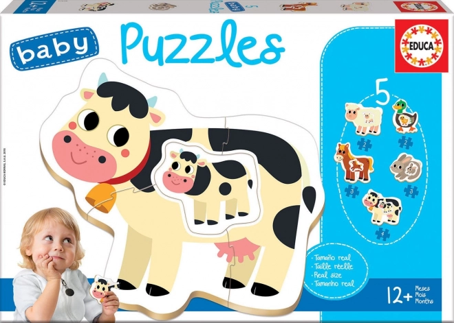 Baby puzzel boerderijdieren 5-in-1 (2–4 stukjes) EDUCA