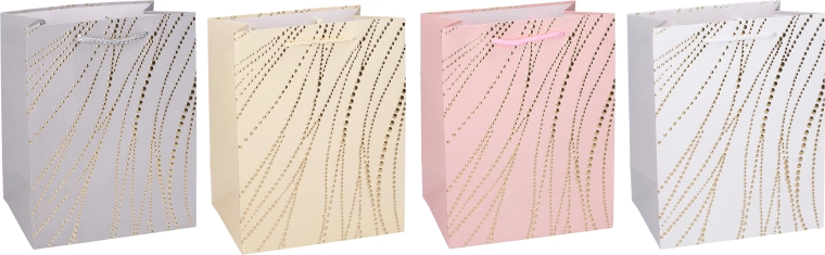 Sac cadeau M 26 × 32 × 12 cm – sac en papier élégant pour toute l’année avec décor doré