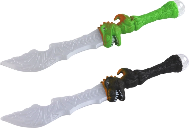 Świetlny miecz z rękojeścią dinozaura – zielony lub czarny