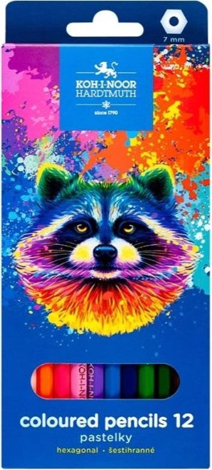 Hexagonal Colored Pencils KOH-I-NOOR 12 pcs Raccoon