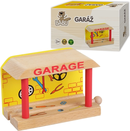 Babu garage in legno per trenini