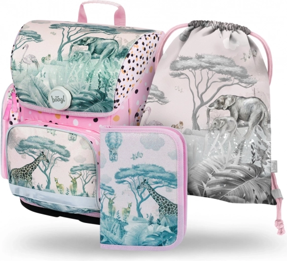 School set ERGO Safari with satchel, pencil case, and shoe bag