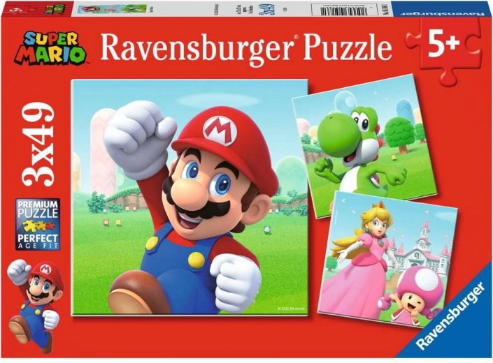 RAVENSBURGER SUPER MARIO children's puzzles 3×49 pieces