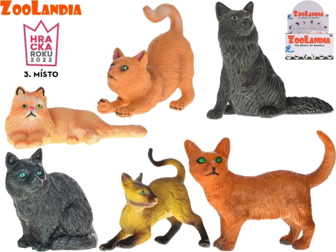 Zoolandia Plastic Cat Figures – Set of 6 Realistic Breeds