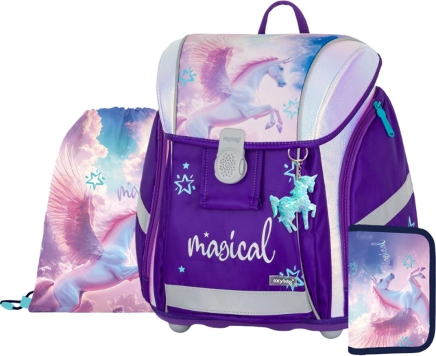 PREMIUM LIGHT Pegasus School Set – satchel, pencil case and drawstring bag for indoor shoes