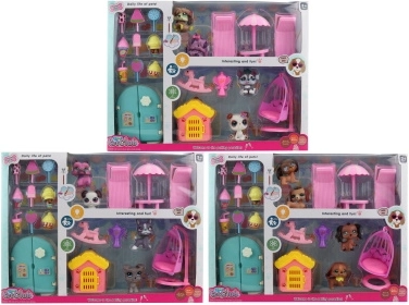 Zestaw zwierzątek z domkiem i akcesoriami