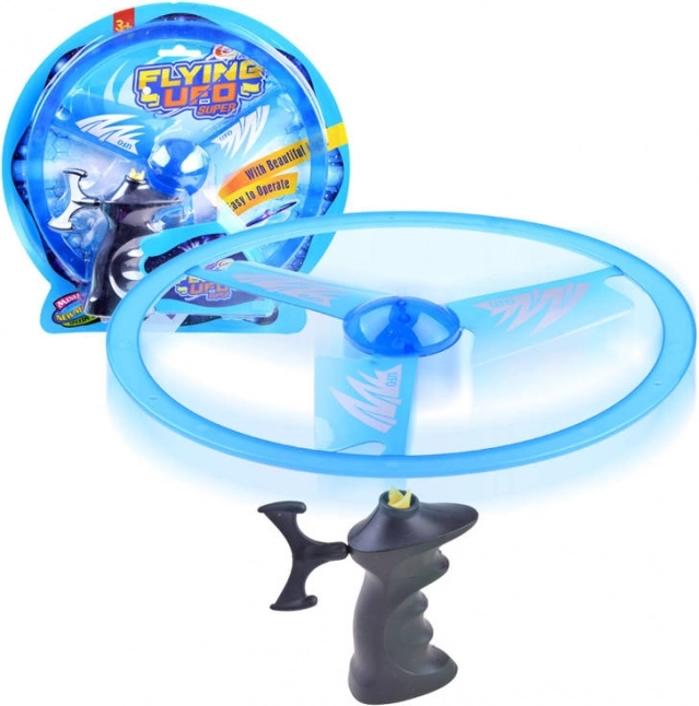 Disco volante con lanciatore e effetto luminoso – Blu