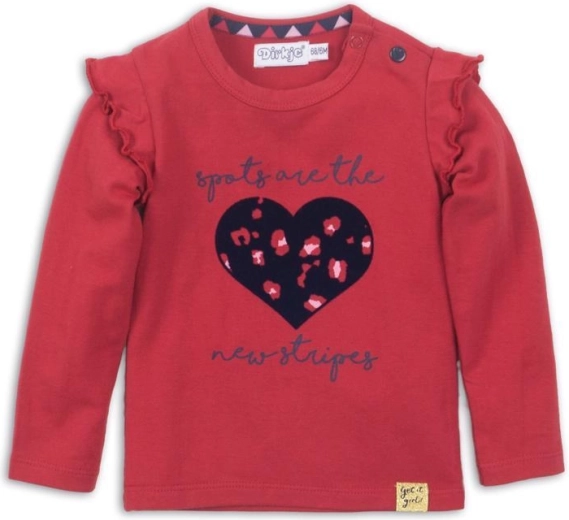 Dirkje dekliška majica z dolgimi rokavi, rdeča