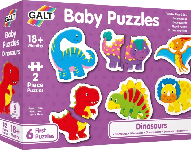 Baby puzzel dinosaurussen 6×2 stukjes GALT