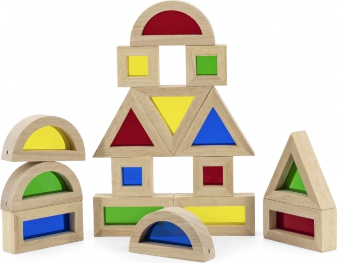 blocs de construction en bois colorés 16 pcs