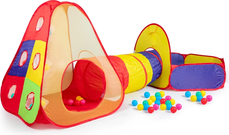 Kinder speel tent met tunnel en ballenbad IPLAY, 100 ballen