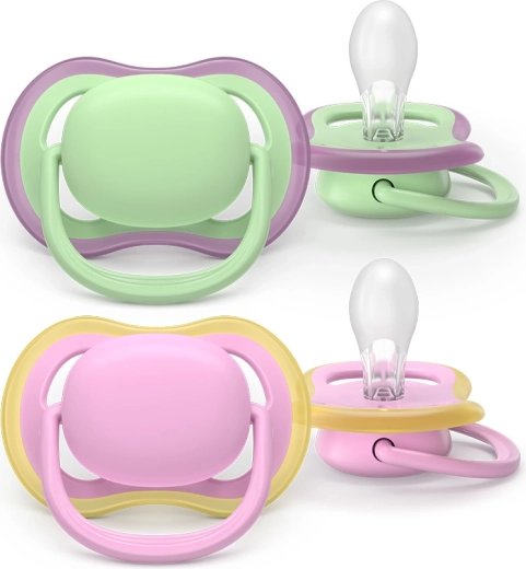 Philips Avent dudica Ultra Air, rožnata in zelena, 6–18 mesecev, 2 kos